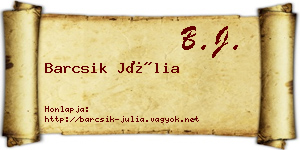 Barcsik Júlia névjegykártya